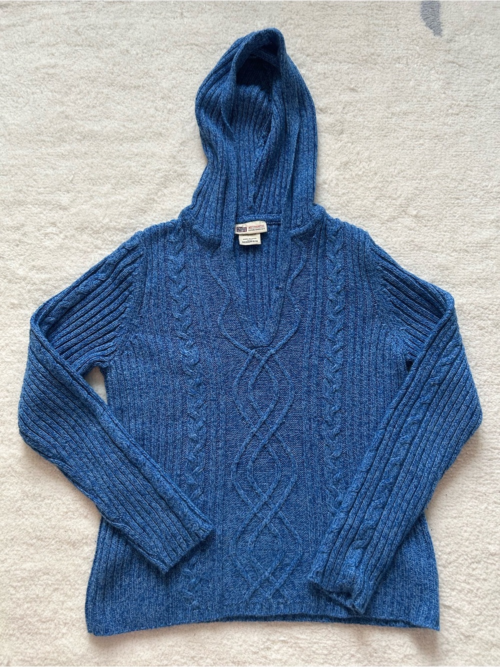 Faded Glory Blue Cable-Knit Hooded Sweater